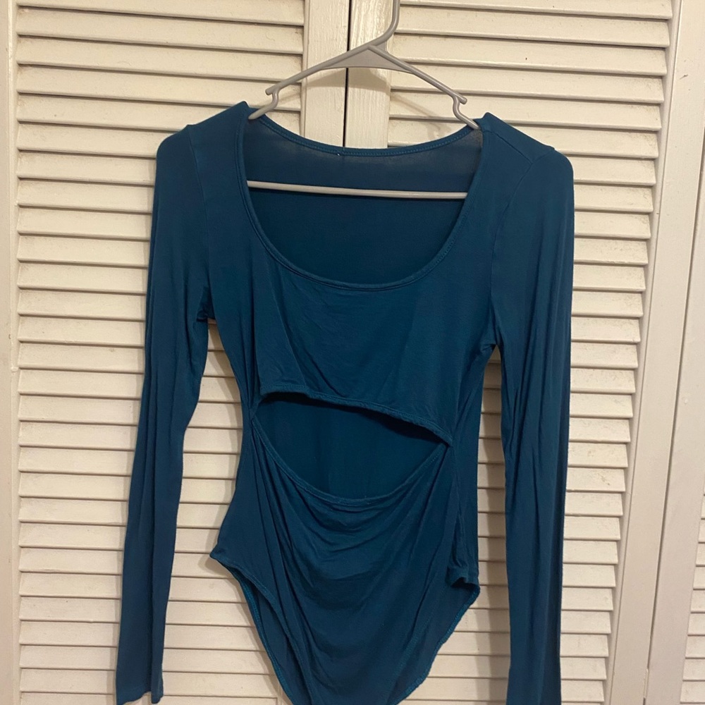 Elegant Teal Long Sleeve Women's Top